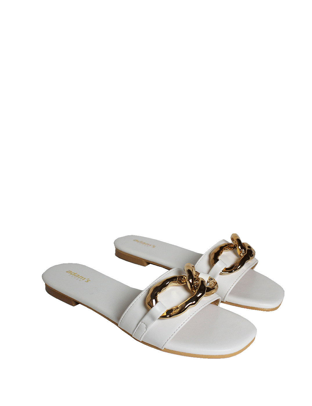 Black / White Flat Sandals with Chain Detail Rodem Shoes